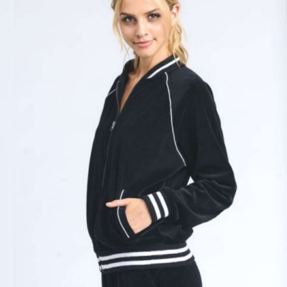 Last one! Mono b Velour Striped Track Jacket - Picture 2 of 4